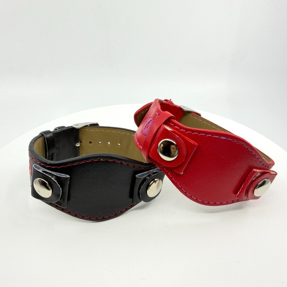 2 Pcs Lips Motif Leather Cuff Bracelet Set Y2K Punk Gothic Stackable Jewelry
